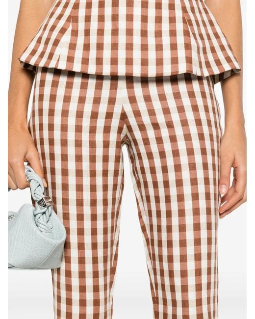 Faithfull The Brand Red Gingham Pattern Trousers