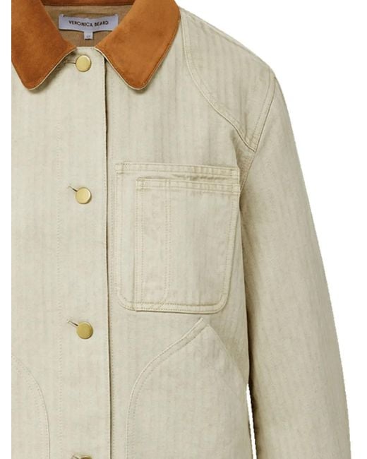 Veronica Beard White Corduroy-Collar Jacket
