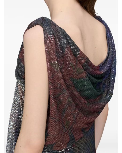 Maison Margiela Purple Sequin-Embellished Draped Maxi Dress