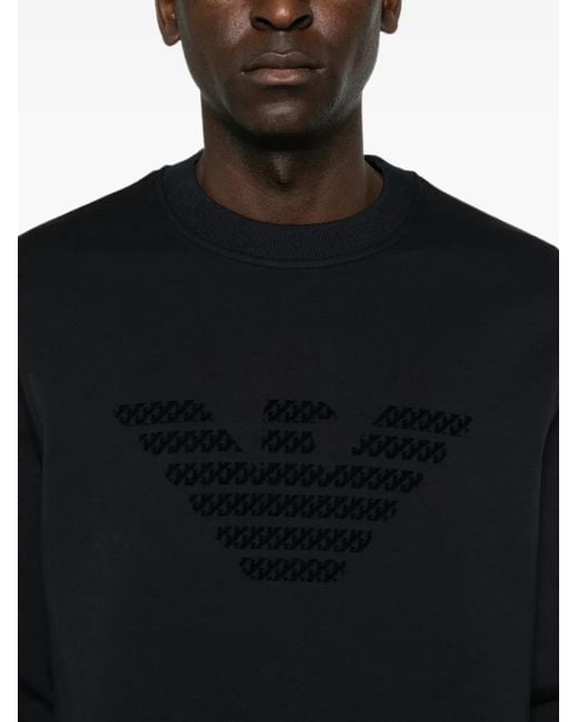 Emporio Armani Black Logo-Print Crew-Neck Sweatshirt for men