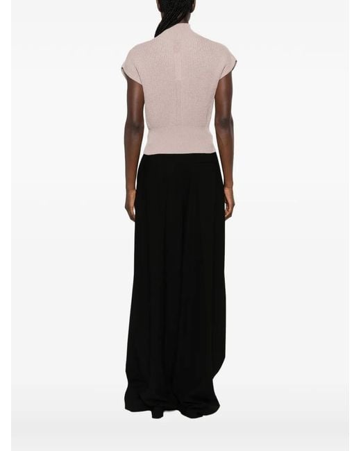 Rick Owens Gray Ribbed Cap-Sleeve Top