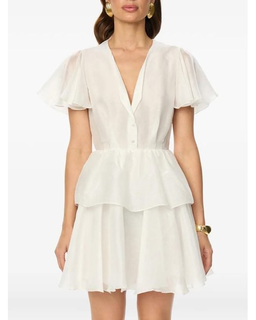 POST MERIDIEM White Ruffled Mini Dress