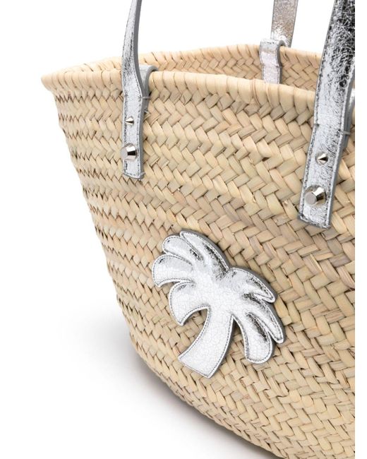 Palm Angels Natural Logo-appliqué Straw Beach Bag