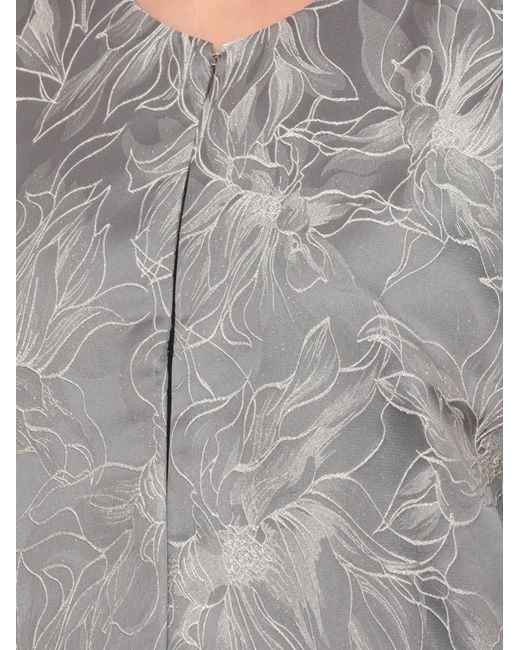 Emme Gray Marella Floral-Embroidered Round-Neck Coat