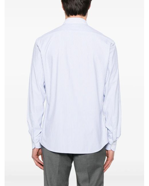 Traiano Milano White Striped Shirt for men