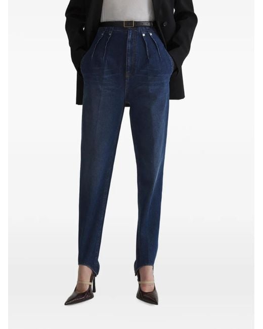Mugler Blue Pantalon En Jean À Taille Haute