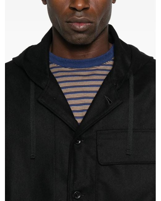 C P Company Black Flap-Pocket Hooded Jacket for men
