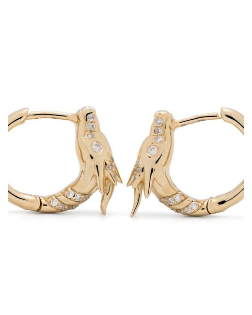 Adina Reyter Metallic 14kt Yellow Gold Dragon Hoop Diamond Earrings
