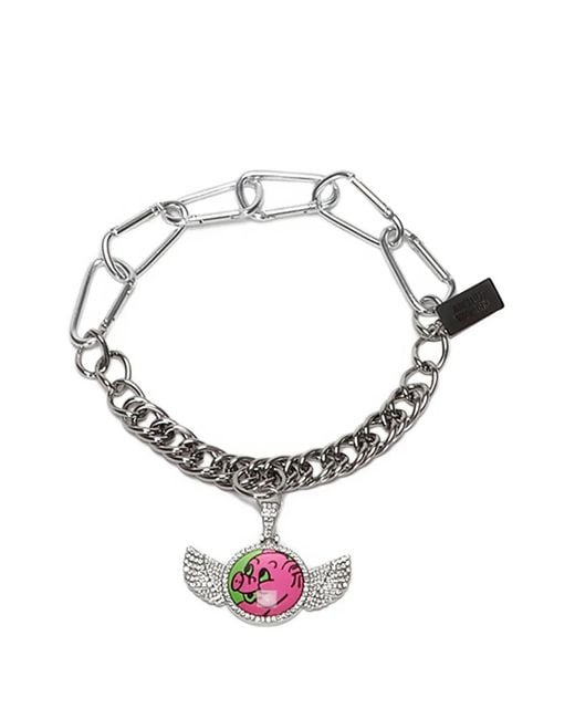 Chopova Lowena White Hey Piggy Carabiner Necklace