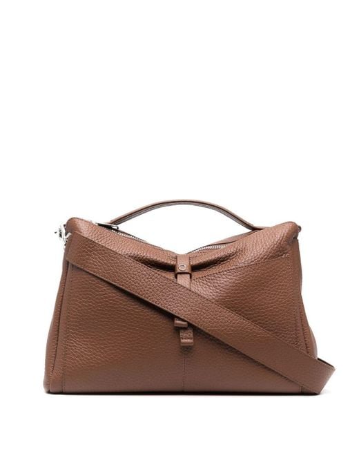 Orciani Grained Leather Shoulder Bag in Brown Lyst