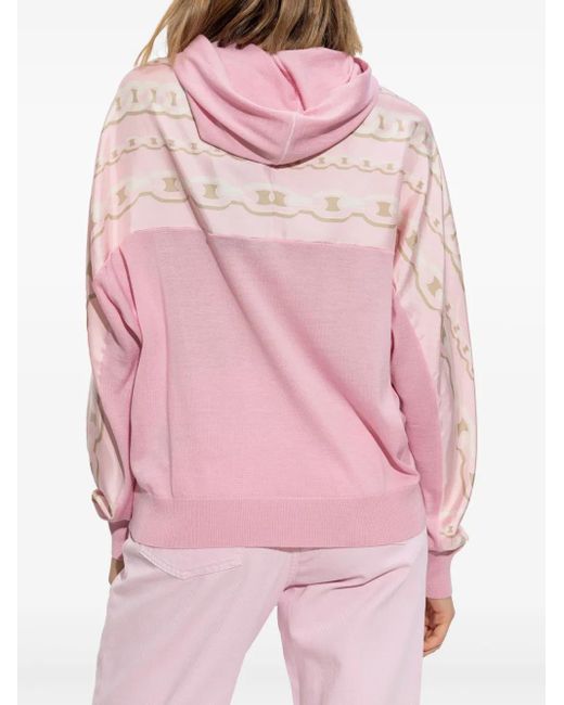 Versace Pink Chain-Print Wool Hoodie