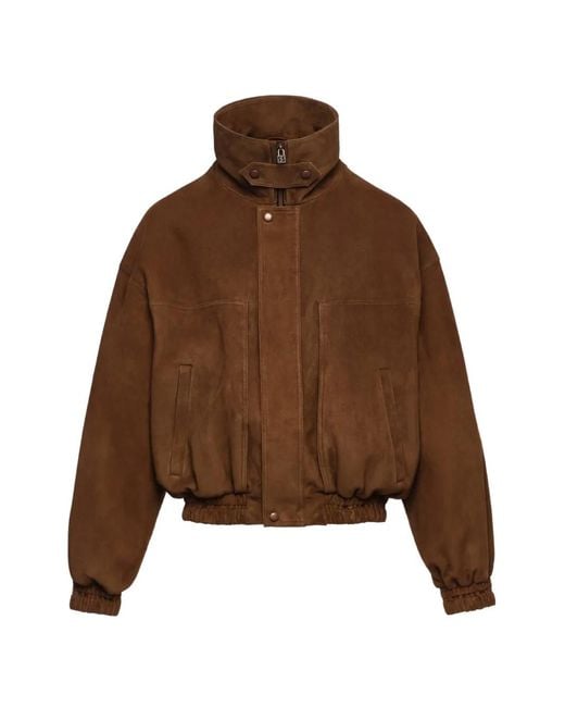 Magda Butrym Brown Elasticated-Trim Suede Jackets