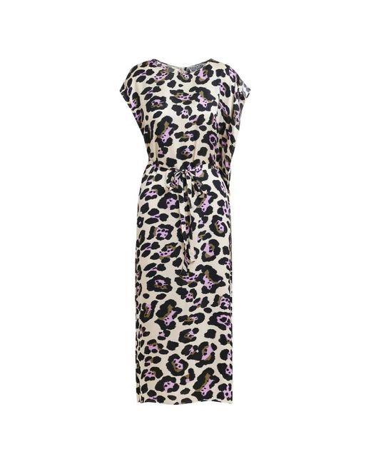 Essentiel Antwerp White Animal-Print Belted Midi Dress