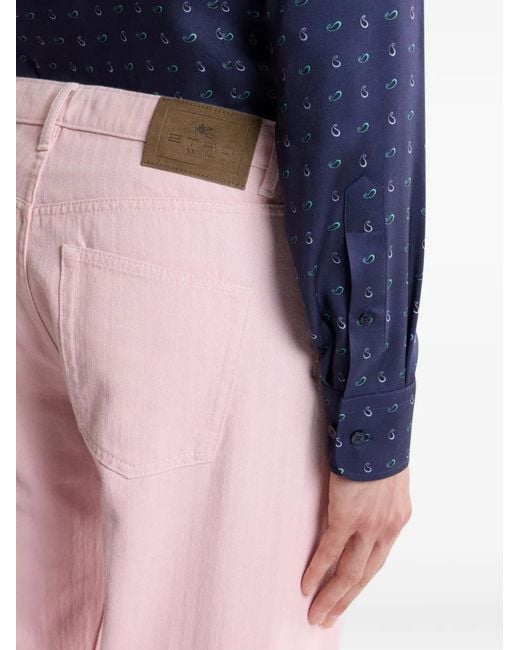Etro Pink Cotton Straight-Leg Jeans for men