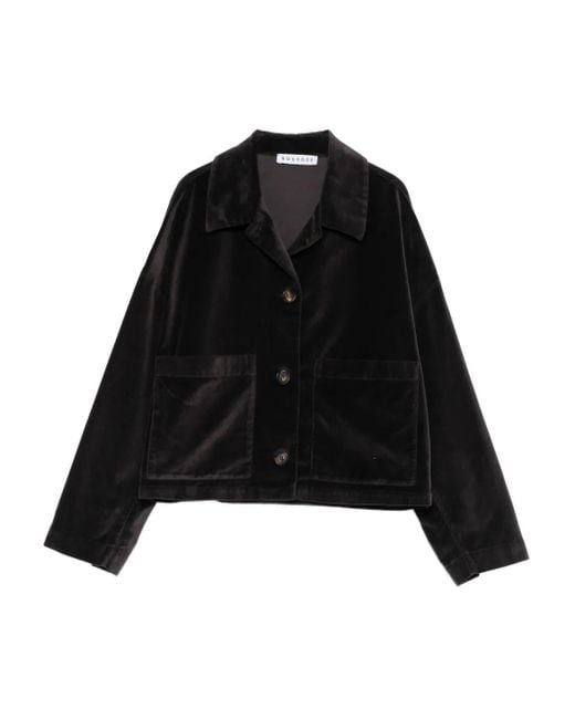ROSSO35 Black Velvet Patch-Pocket Jacket