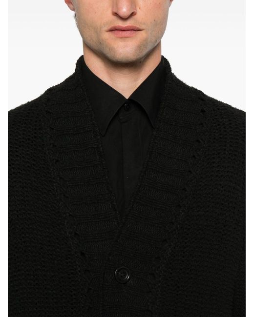 Roberto Collina Black Chunky-knit Cotton Cardigan for men