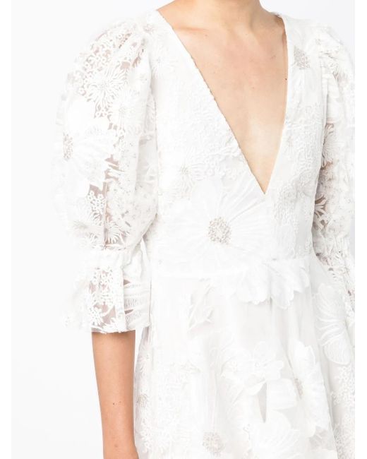 Macgraw White Ritual V-Neck Mini Dress