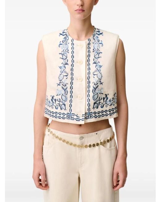 Claudie Pierlot White Sleeveless Short Jacket