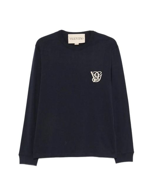 Valentino Garavani Blue Long-Sleeved Graphic T-Shirt for men