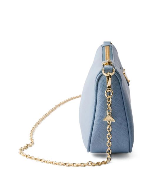 Prada Blue Mini-Tasche Aus Saffiano-Leder