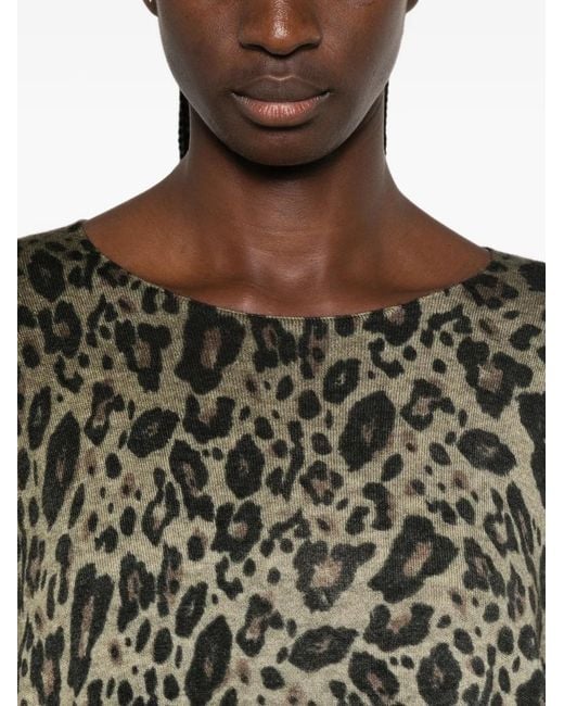 Avant Toi Green Leopard-Print Sweater
