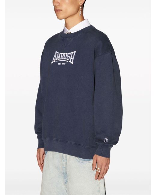 Ambush Blue Logo-embroidered Organic-cotton Sweatshirt for men