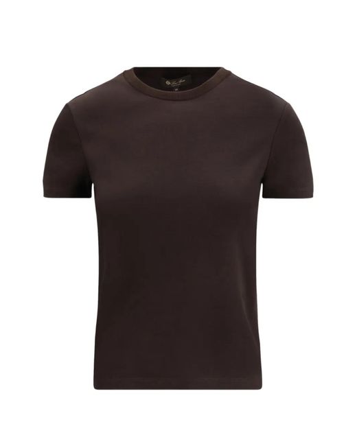 Loro Piana Black T-Shirt My-T À Logo Brodé