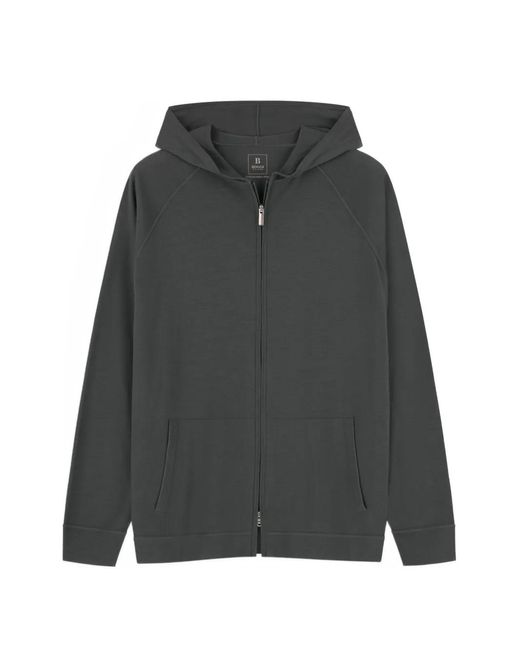 Boggi Gray Knitted Sweatshirt Full-Zip Hoodie for men