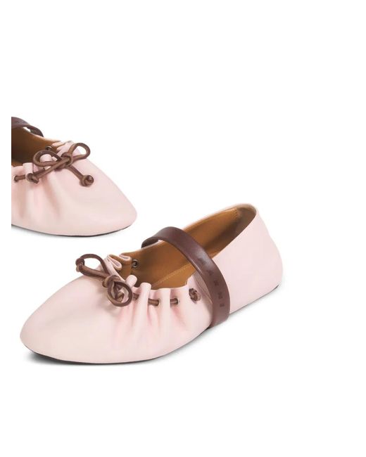 Marni Pink Strap Leather Ballet Flats