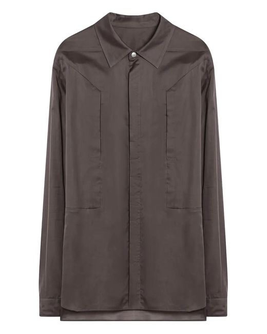 Rick Owens Brown Long-Sleeve Panelled Shirt for men
