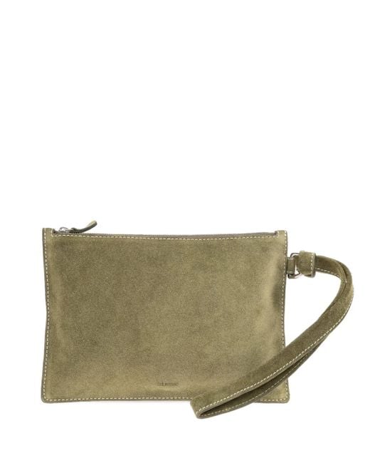 LIE STUDIO Green Charlie Suede Clutch Bag
