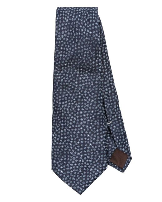 Canali Blue Floral-jacquard Silk Tie for men