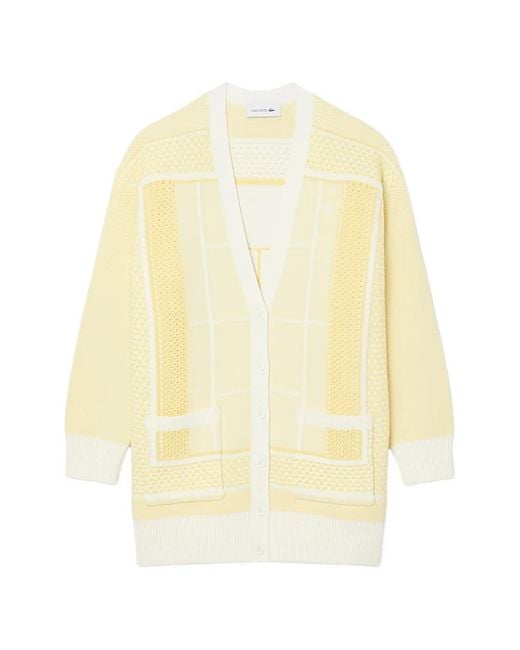 Lacoste White Tennis Court-Jacquard Cardigan