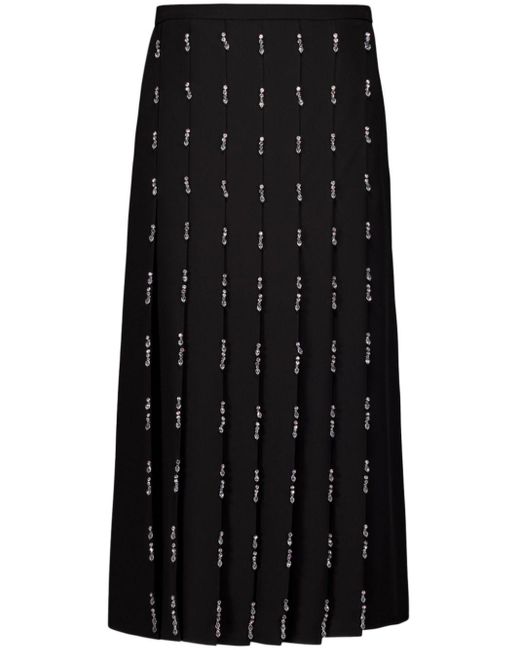 Gucci Black Crystal-Embellished Pleated Skirt