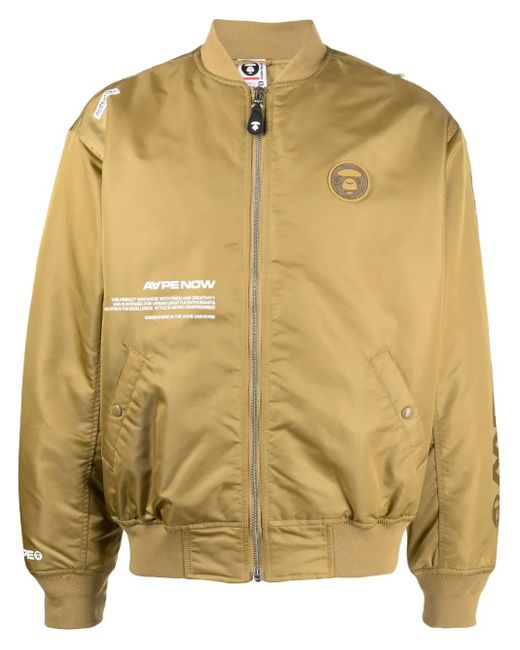 Aape By A Bathing Ape Yellow Logo-Patch Zip-Up Bomber Jacket for men
