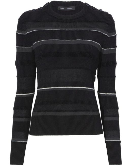 Proenza Schouler Black Striped Ribbed Sweatshirt