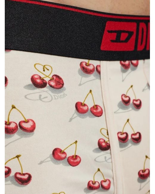 DIESEL White Damien-Gft Cherry-Print Boxer Briefs (Set Of Three) for men