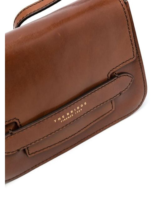 The Bridge Brown Lucrezia Foldover-Top Leather Shoulder Bag