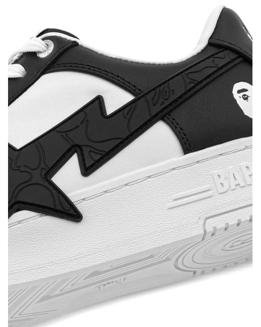 A Bathing Ape White Star-Motif Lace-Up Sneakers for men