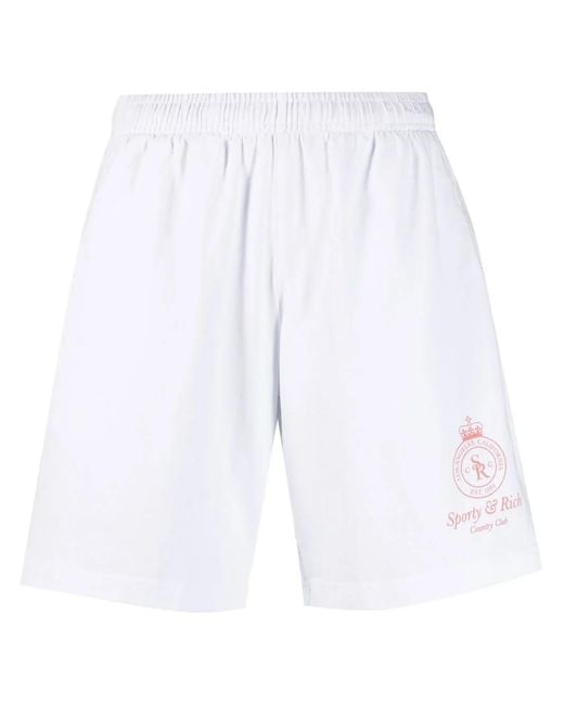 Sporty & Rich White Logo-Print Shorts
