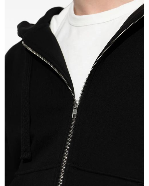 KENZO Black Hoodie Zippé À Logo Brodé for men