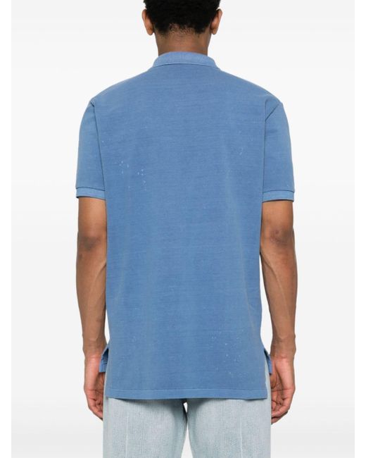 Polo Ralph Lauren Blue Embroidered-logo Cotton Polo Shirt for men