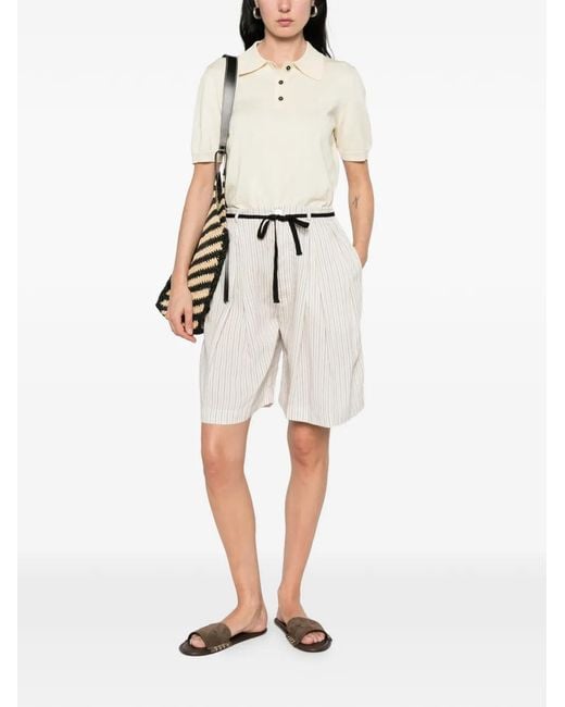 Barena White Striped-Pattern Tailored Shorts
