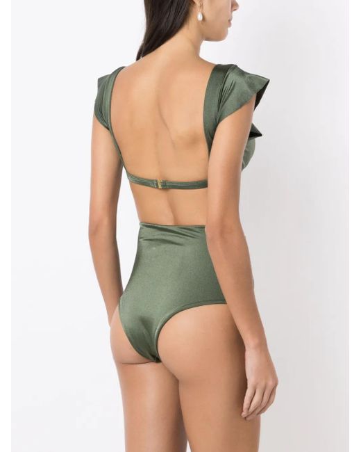 Brigitte Bardot Green V-Neck High-Waisted Bikini