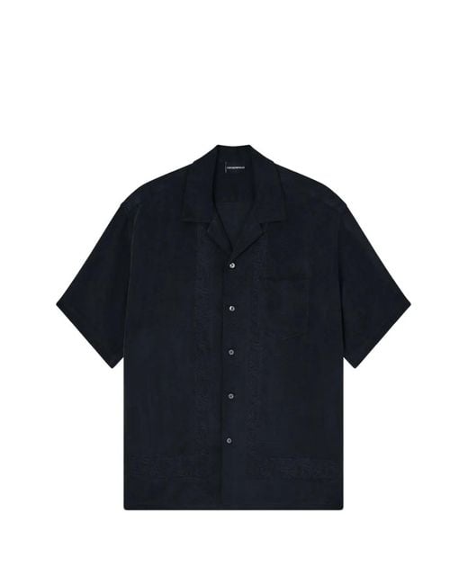 Emporio Armani Blue Paisley Chest-Pocket Shirt for men