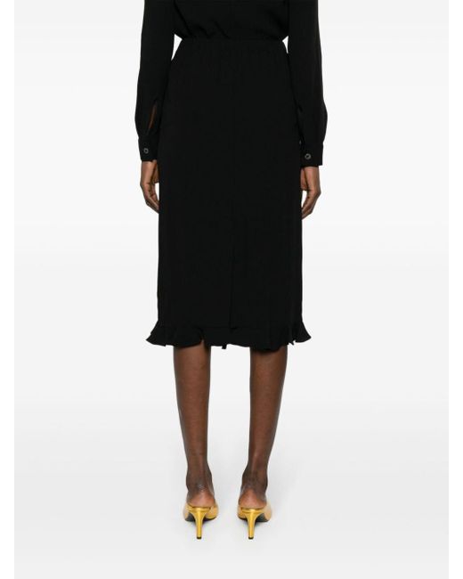 Marni Black Pleated Crepe Midi Skirt