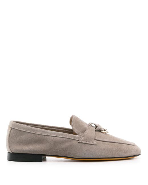Doucal's Gray Strap-detailing Suede Loafers