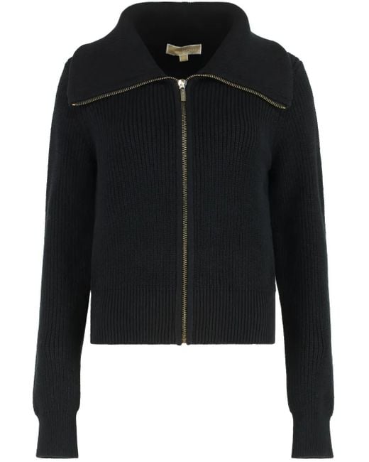 Cardigan A Coste Con Zip di Michael Kors in Black