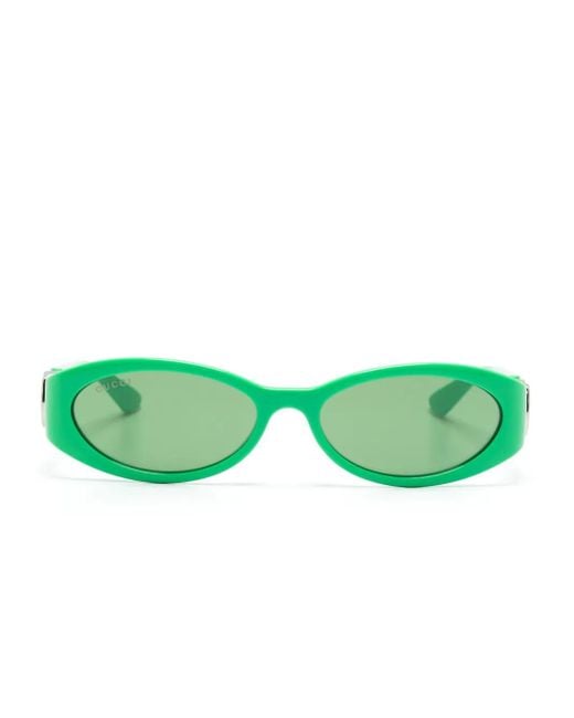 Gucci Green Interlocking G Oval-Frame Sunglasses