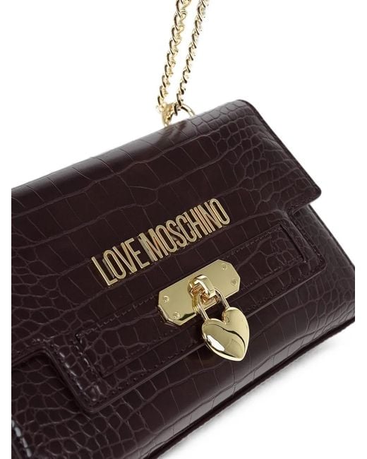 Moschino White Crocodile-Effect Shoulder Bag
